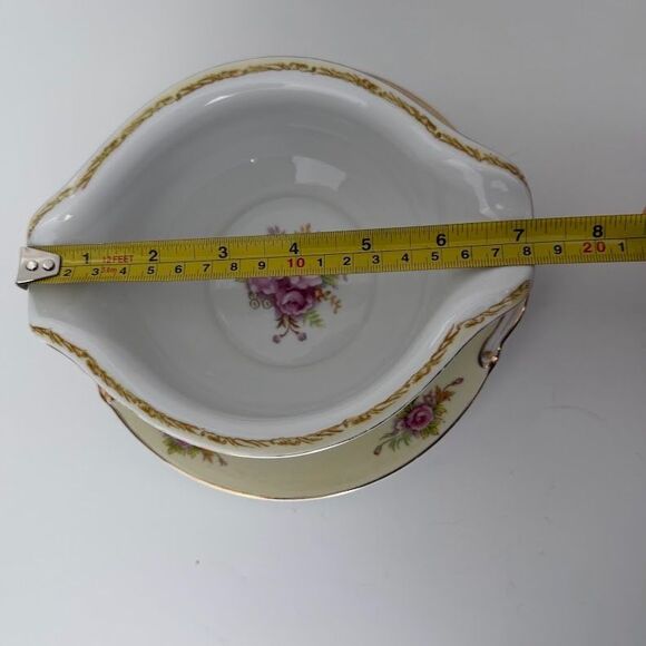 Vintage Maruichi MRU2 Pink Floral Gravy Boat w Attached Underplate, Post WII - Picture 10 of 11